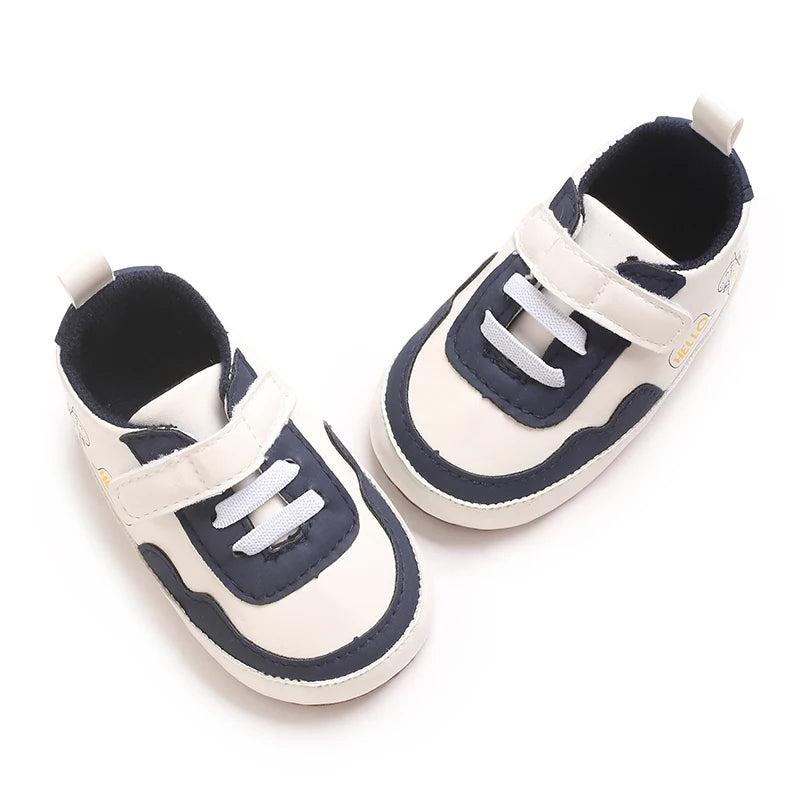 New Color Blocked 0-18M Spring And Autumn Baby Shoes For Men And Women PU Cartoon Printed Casual Sports Soft Soled Baby Walking