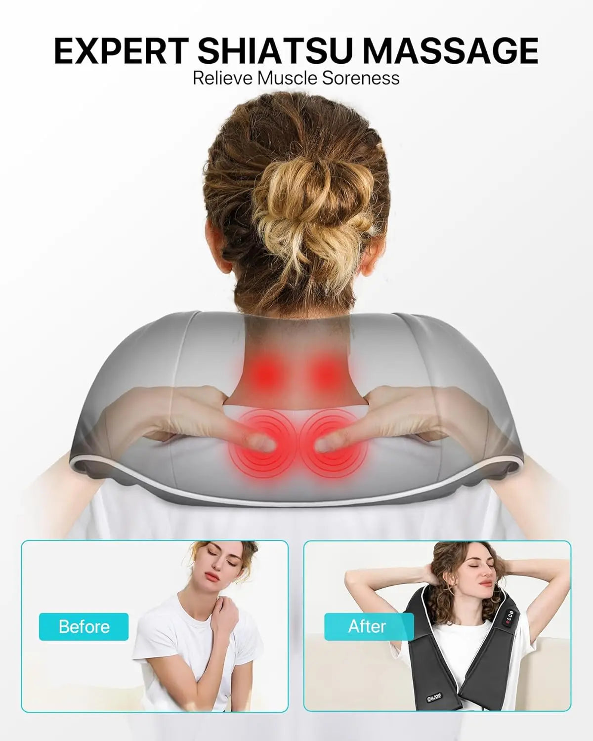 💆♂️🔥 U-Shiatsu HeatWrap – Deep Knead Comfort Pillow 🌙