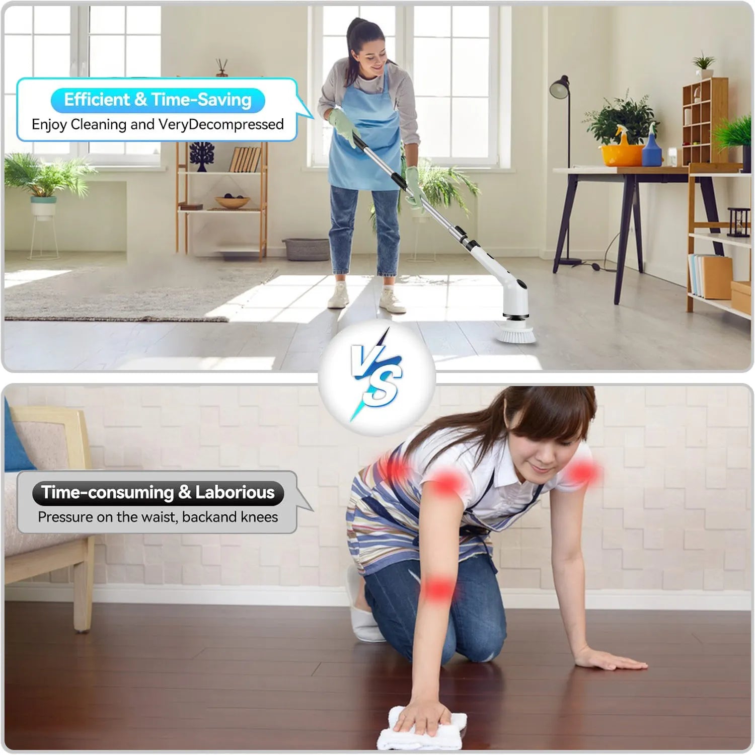 9-in-1 Wireless Electric Cleaning Brush  2600mAh Rotary Clean Brush Electric Spin Scrubber Adjustable Handle Home Clean Brush
