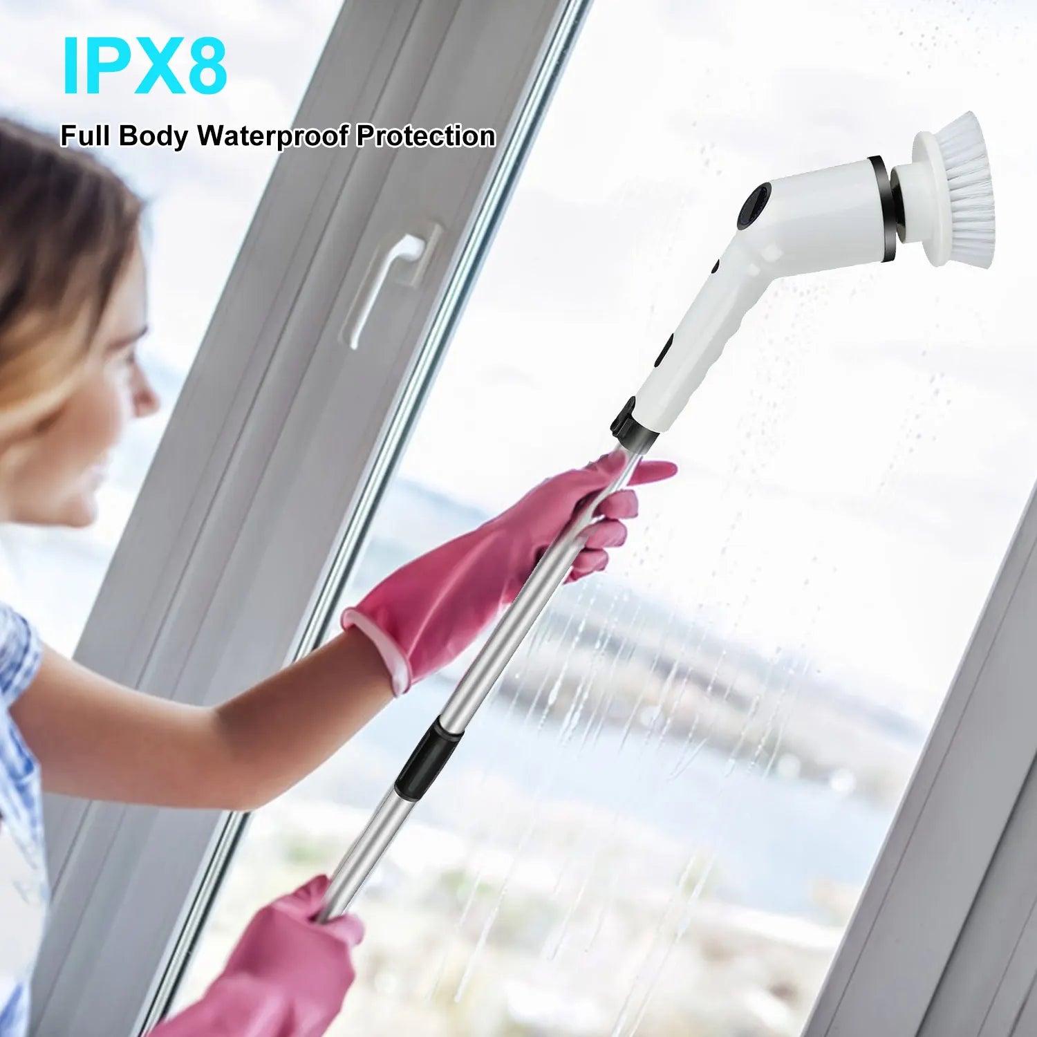 9-in-1 Wireless Electric Cleaning Brush  2600mAh Rotary Clean Brush Electric Spin Scrubber Adjustable Handle Home Clean Brush