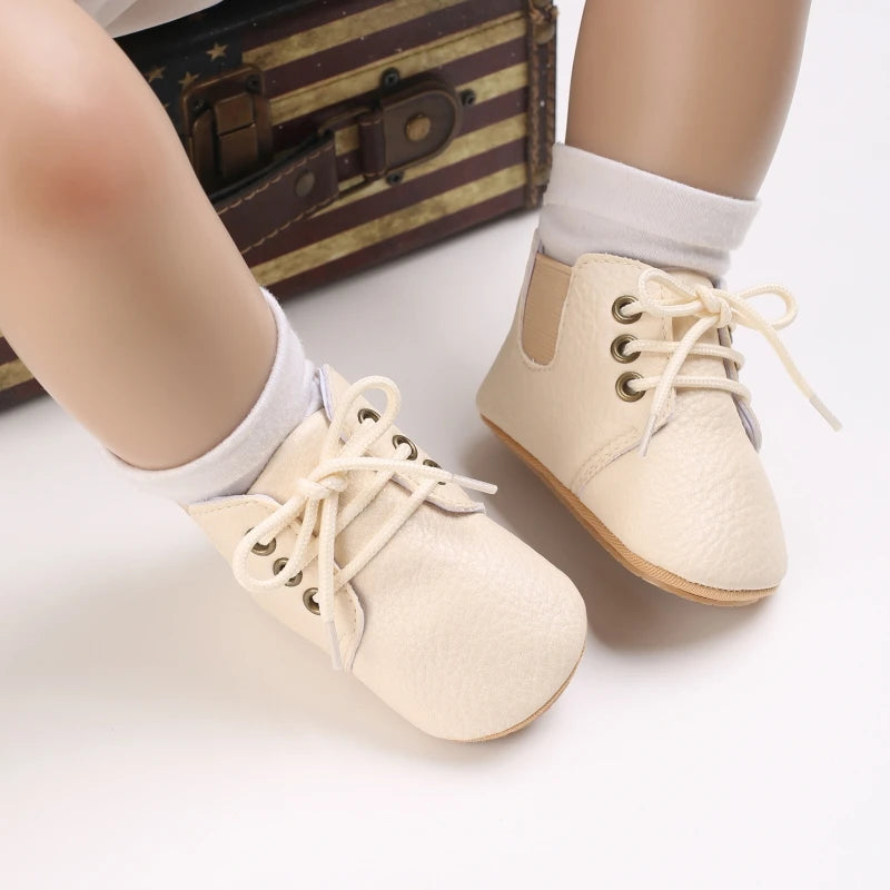 0-1Year New Baby Shoes Retro Leather Boy Girl Shoes Multicolor Toddler Rubber Sole Anti-slip First Walkers Infant Newborn
