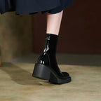 2021 New White Winter Women Shoes Genuine Leather Women Boots Platform Chunky Boots Women Solid Women Shoes High Heel Boots