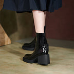 2021 New White Winter Women Shoes Genuine Leather Women Boots Platform Chunky Boots Women Solid Women Shoes High Heel Boots