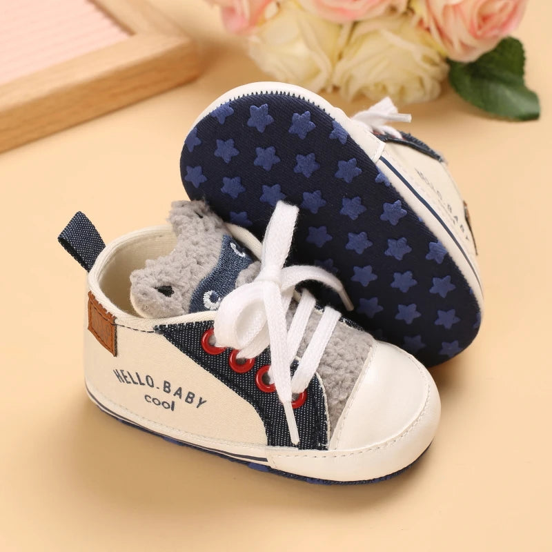 Classic baby shoes for boys and girls cute animal casual flat shoes the first baby cotton non slip and warm walking shoes ﻿