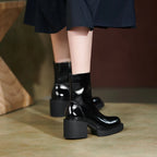 2021 New White Winter Women Shoes Genuine Leather Women Boots Platform Chunky Boots Women Solid Women Shoes High Heel Boots