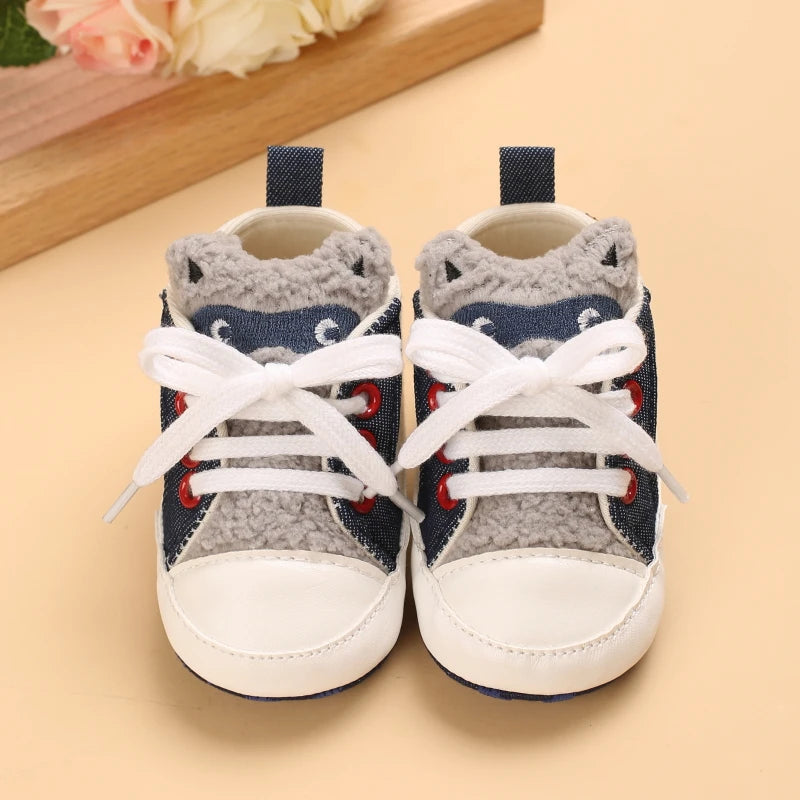 Classic baby shoes for boys and girls cute animal casual flat shoes the first baby cotton non slip and warm walking shoes ﻿
