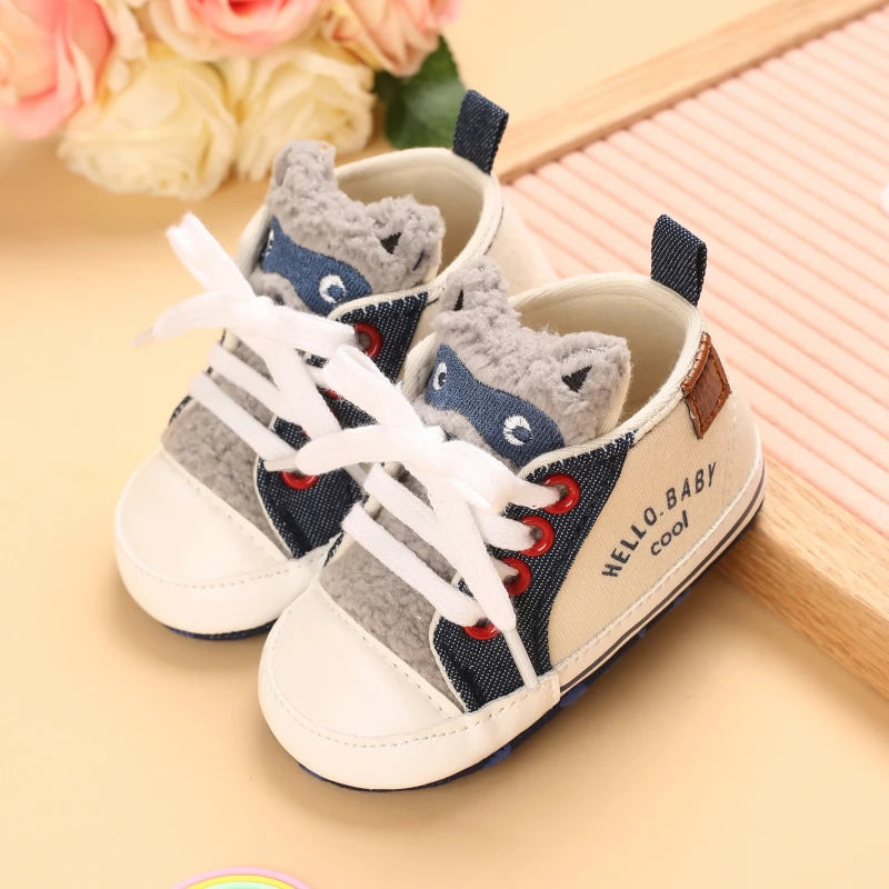 Classic baby shoes for boys and girls cute animal casual flat shoes the first baby cotton non slip and warm walking shoes ﻿