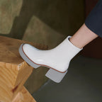 2021 New White Winter Women Shoes Genuine Leather Women Boots Platform Chunky Boots Women Solid Women Shoes High Heel Boots