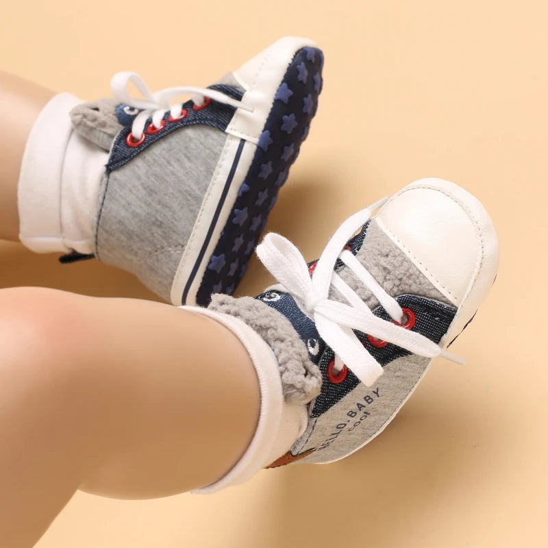 Classic baby shoes for boys and girls cute animal casual flat shoes the first baby cotton non slip and warm walking shoes ﻿