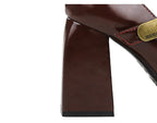 BIGTREE shoes Retro Chunky Women Pumps Block Heel Women Shoes Metal buckle Mid heel Shoes Platform high heels 9 cm Female Shoes