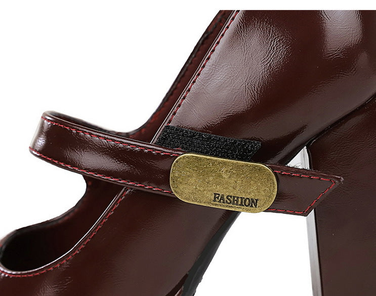 BIGTREE shoes Retro Chunky Women Pumps Block Heel Women Shoes Metal buckle Mid heel Shoes Platform high heels 9 cm Female Shoes
