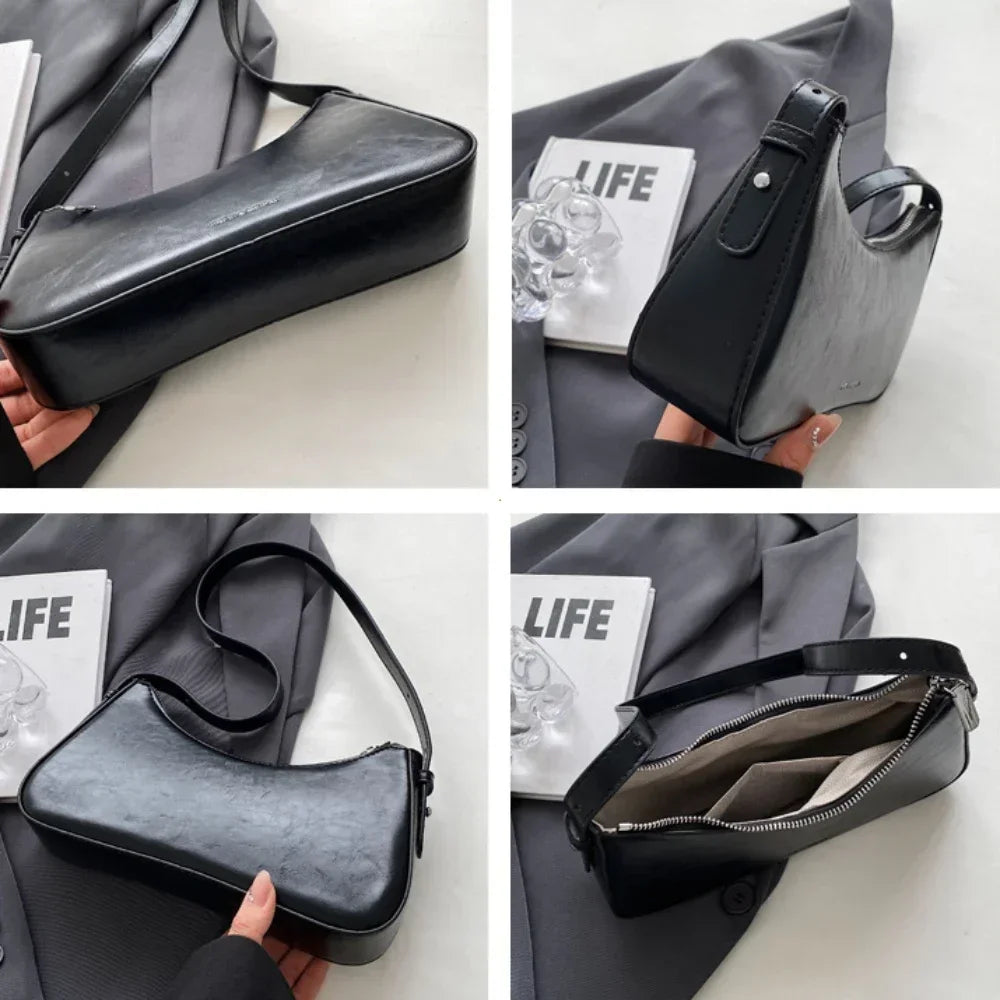 Small Cute Underarm Shoulder Bags for Women 2024 Trend Design Leather Handbags and Purses Y2K Silver Red Hand Bag Women Bag