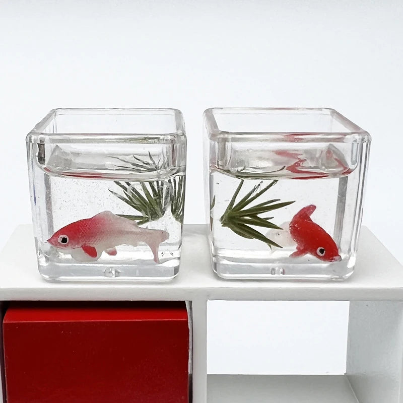 1:12 Miniature Model Mini Fish Tank Bowl Simulation Aquarium Scene Model For Home Desktop Ornament Dollhouse Toys Decoration