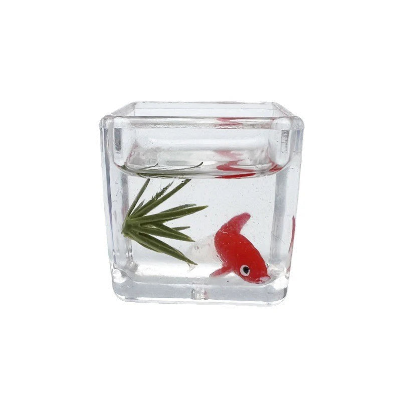 1:12 Miniature Model Mini Fish Tank Bowl Simulation Aquarium Scene Model For Home Desktop Ornament Dollhouse Toys Decoration