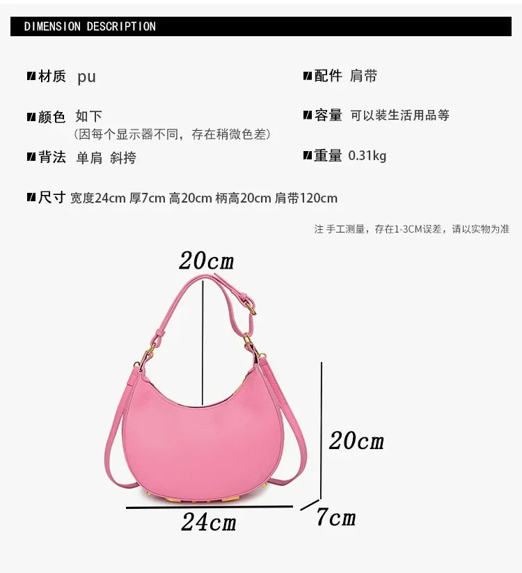 French handbag women bag semi-circular crescent single shoulder armpit bag fashionable commuting niche letter crossbody handbag