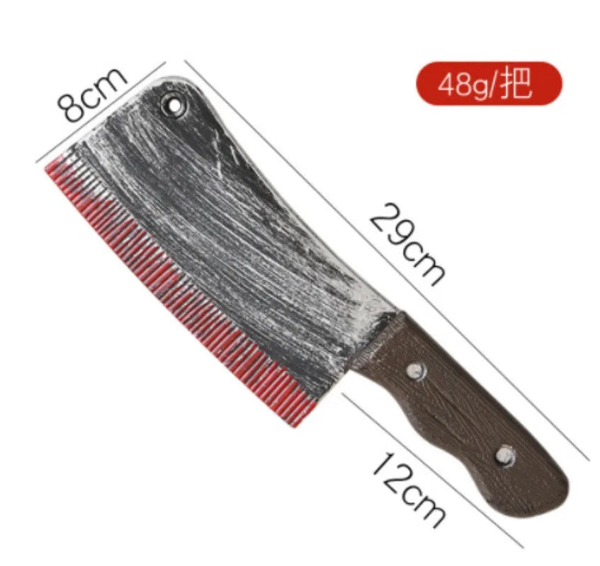 48.5cm/19.09in Plastics Fake Blood Knife Party Supplies Weapon Props Model Halloween Cosplay Funny Gift Collectible Outdoor Toys