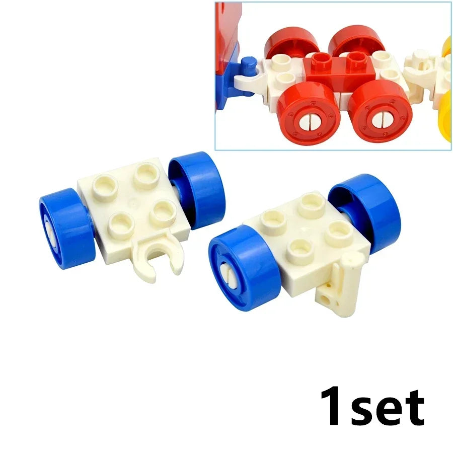 City View Large Building Bricks Wheel Bridge Big Size Track Bricks Train Straight Curved Switch Railway Compatible Duploes Toys