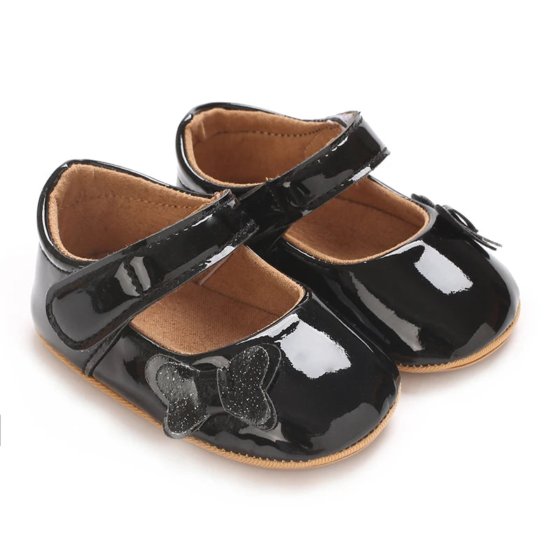 0-12 Months Baby Shoes PU Leather Shallow Mouth Single Shoe Bow Baby Walking Shoes Princess Shoes Baby Shoes