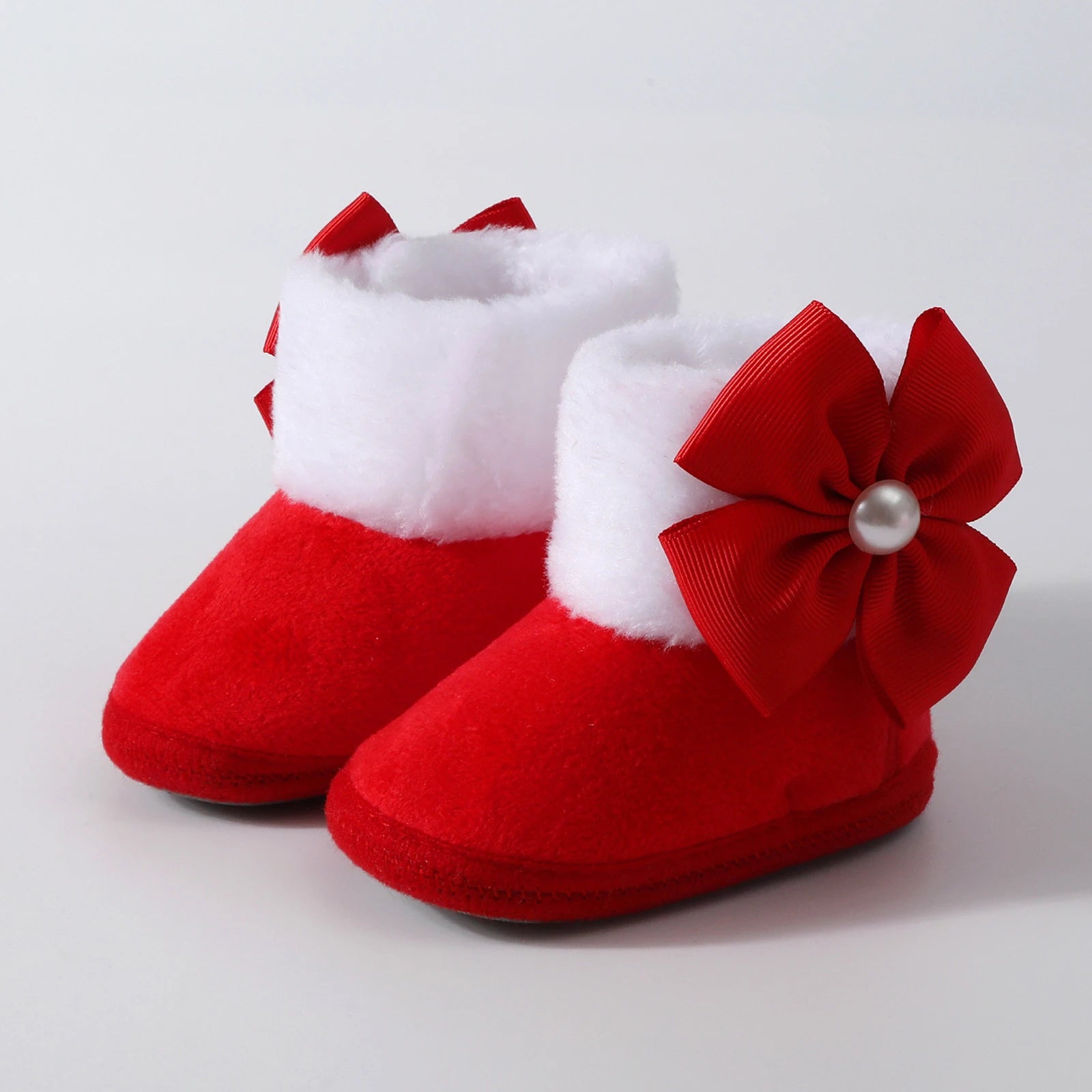 Toddler Baby Shoes Fall Winter Girls Boots Infant cotton Fuzzy First Walker Soft Sole Furry Bow Non-slip First Walker Shoes