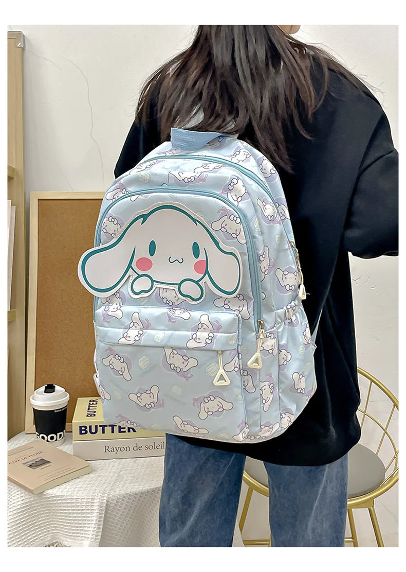 Sanrio Start Of School Season Backpack Anime Kuromi Cinnamoroll Student Bag Large Capacity Women Bag For Children Girls Gift ﻿