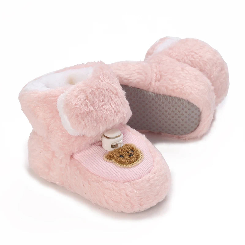 Cute Bear Baby Shoes Cartoon Soft Soled Snow Boots for Infant Boy Girl Autumn Winter Warm Thicken Plush Kids First Walkers 0-18M