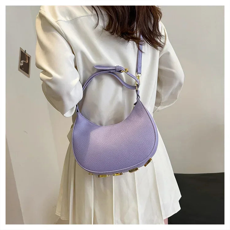 French handbag women bag semi-circular crescent single shoulder armpit bag fashionable commuting niche letter crossbody handbag
