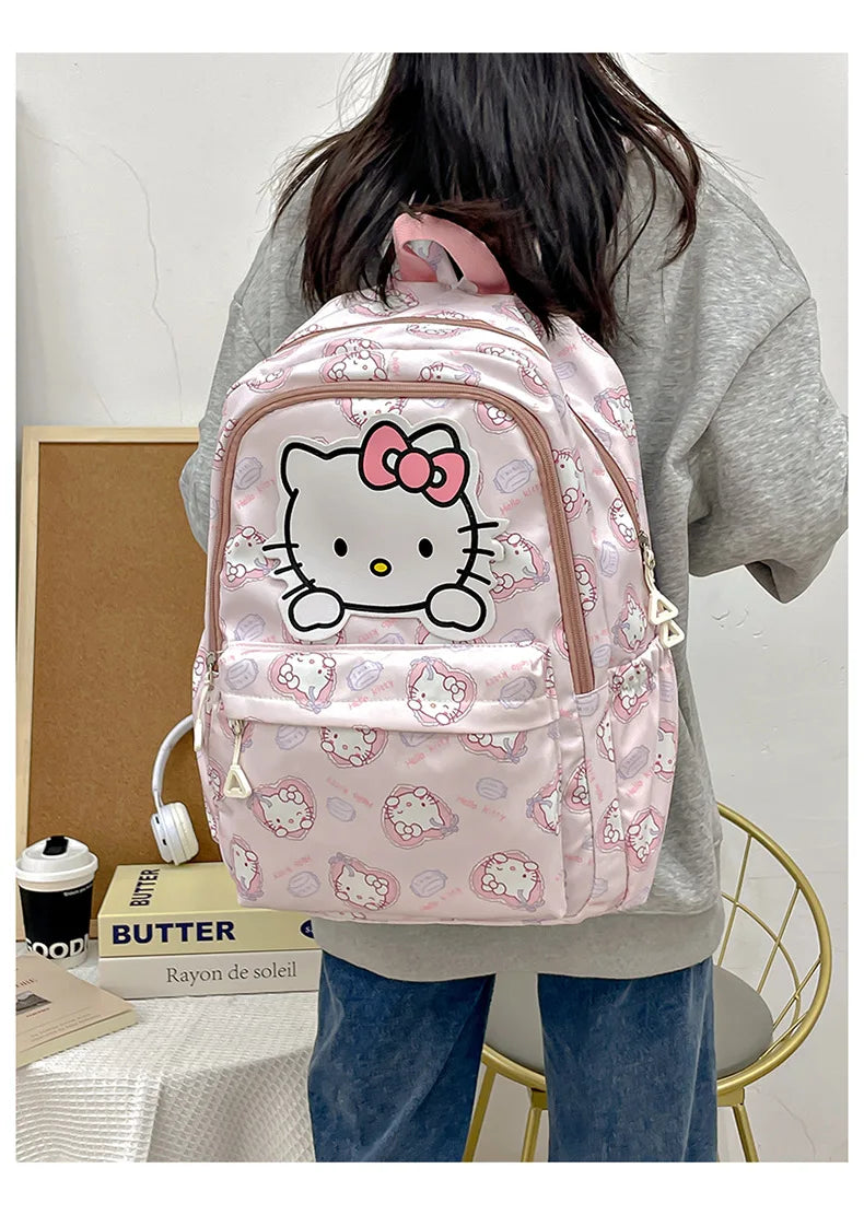 Sanrio Start Of School Season Backpack Anime Kuromi Cinnamoroll Student Bag Large Capacity Women Bag For Children Girls Gift ﻿