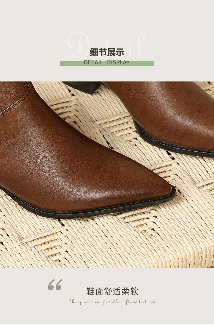 2024 New Autumn Winter Women Boots Fashion Pointed Toe Chelsea Boots for Women Ankle Boots Retro Ladies Women Shoes