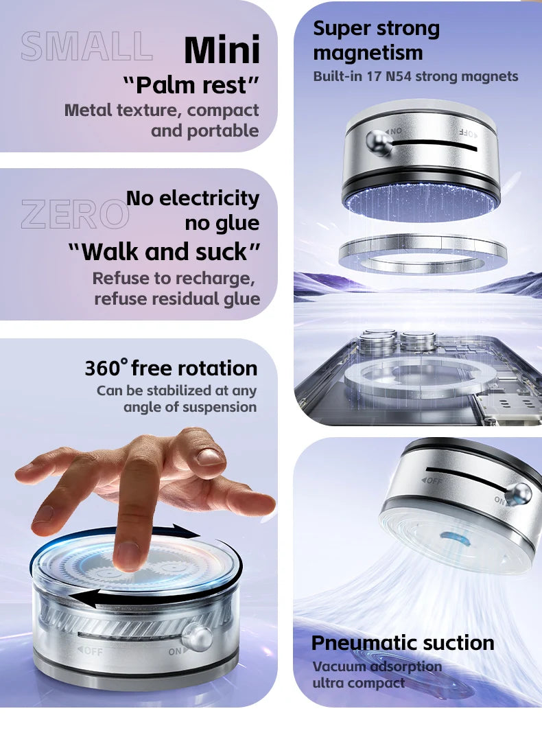 Super Magnetic Phone Stand 360° Rotating Desktop Car Holder Vacuum Adsorption Strong Magnetism Car Mount Phone Holder