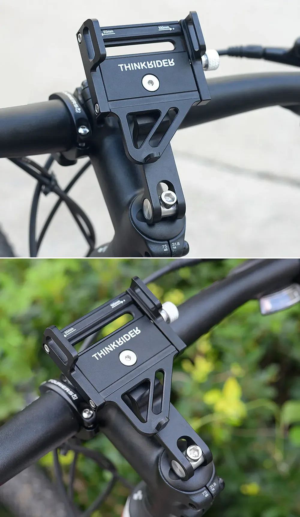ThinkRider MTB Phone Mount Stand Bicycle Holder 270° Rotatable Aluminum Adjustable Bike Phone Holder Non-slip