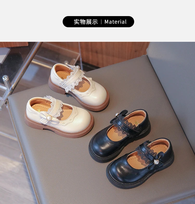 Girls Small Leather Shoes Size 23-36 Soft Bottom Leather Children's Single Shoes Beige Fashion Versatile Children's Baby Shoes