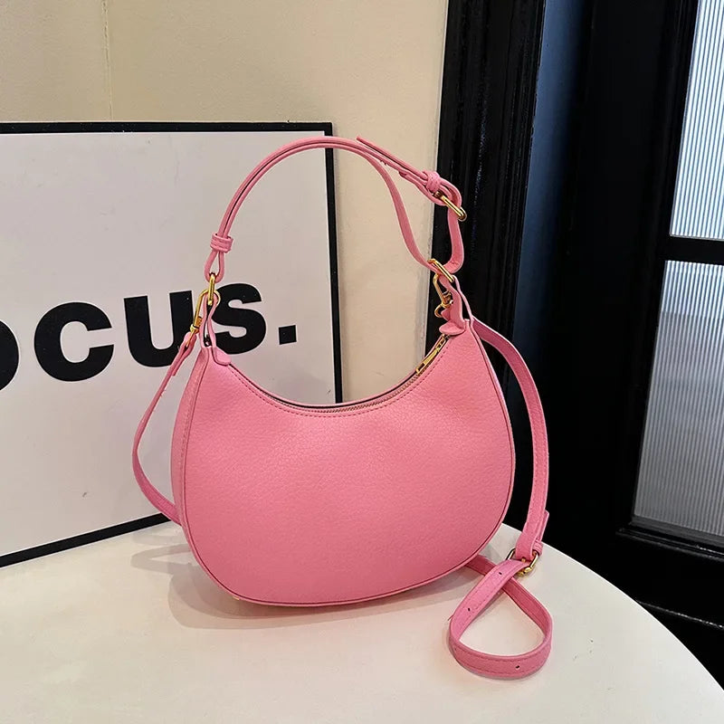 French handbag women bag semi-circular crescent single shoulder armpit bag fashionable commuting niche letter crossbody handbag
