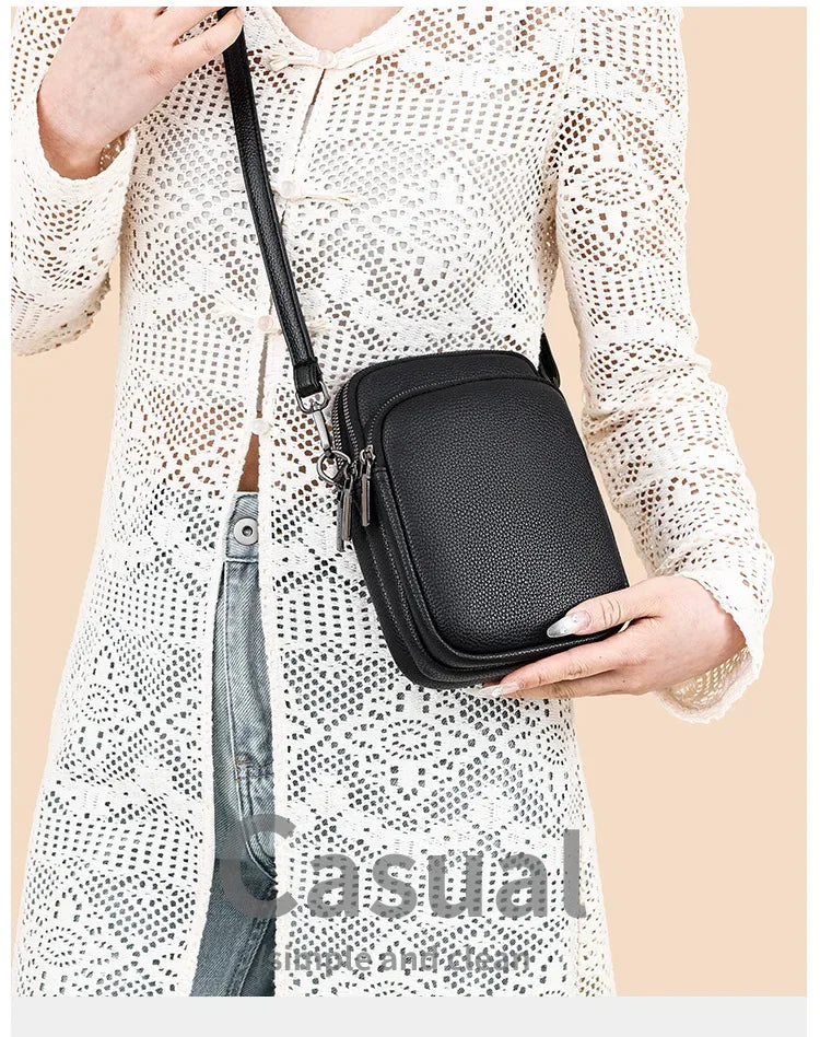 2025New 100% Genuine Cowhide Women's Leather Mobile Phone Bag Crossbody Bags for Women Bag Designer Crossbody Bag Messenger Bags