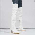 New Women's Long Boots Patent Leather Over The Knee Boots Sexy Womens Pumps Fashion Thick Heels Women Shoes Zlp Zapatos De Mujer
