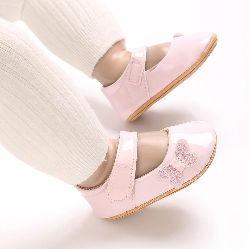 0-12 Months Baby Shoes PU Leather Shallow Mouth Single Shoe Bow Baby Walking Shoes Princess Shoes Baby Shoes
