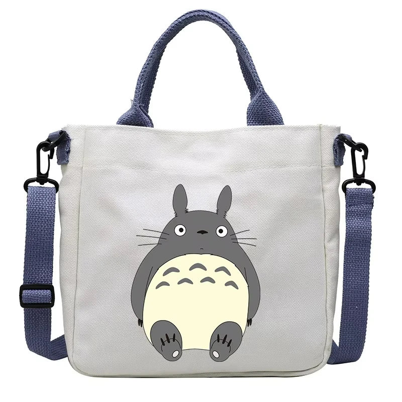 Cartoon Totoro Canvas Women Bag Boys Girl Simple Light Handbag Tote Bags Cute Cartoon Anime Crossbody Shoulder Packet Gift