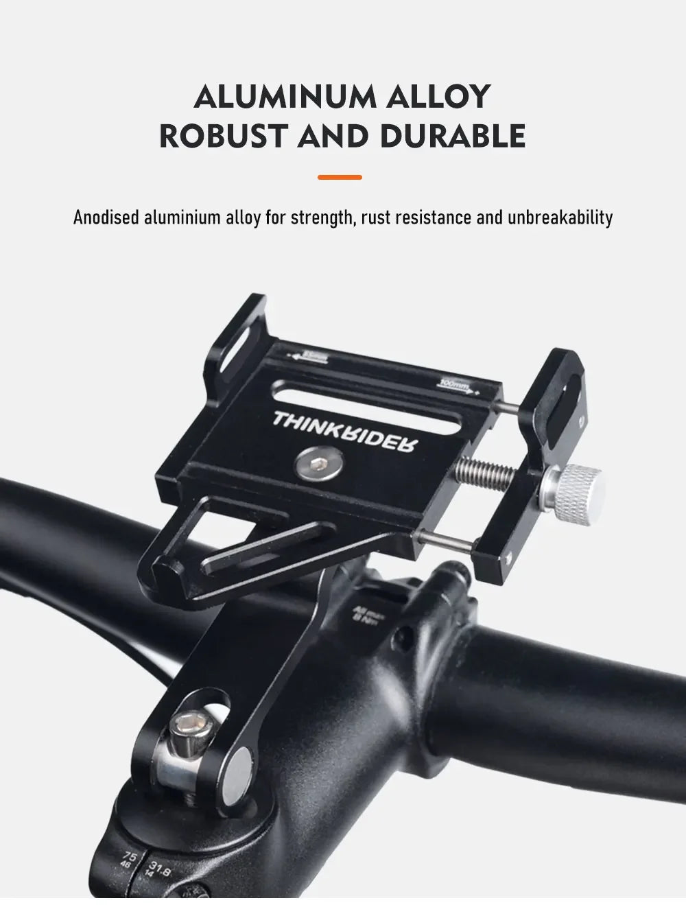 ThinkRider MTB Phone Mount Stand Bicycle Holder 270° Rotatable Aluminum Adjustable Bike Phone Holder Non-slip