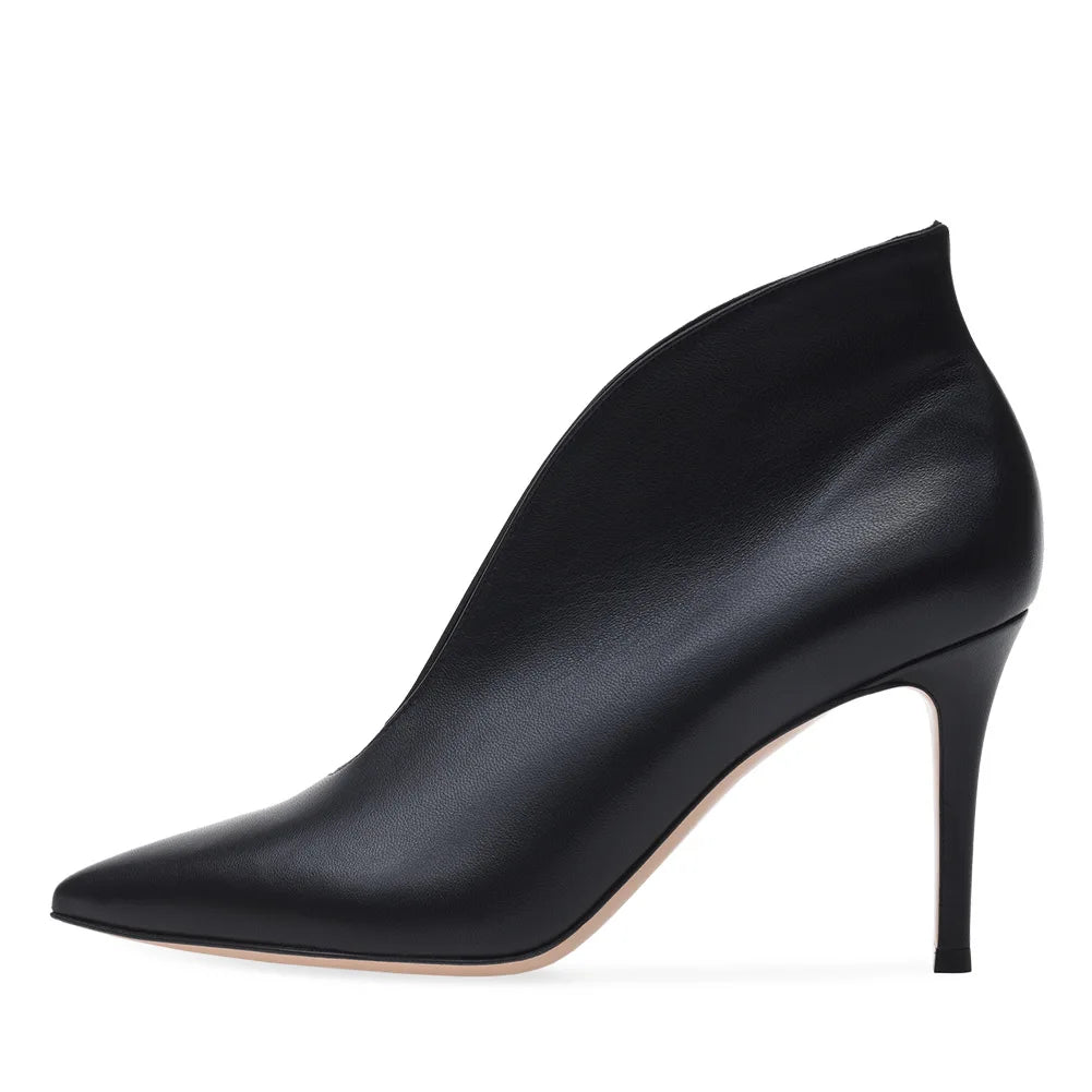 Crescent Hollow Ankle Boots Pointed Toe Ankle Boots Velvet Low Fashion White Design Stiletto Comfortable Plus Size Women Shoes
