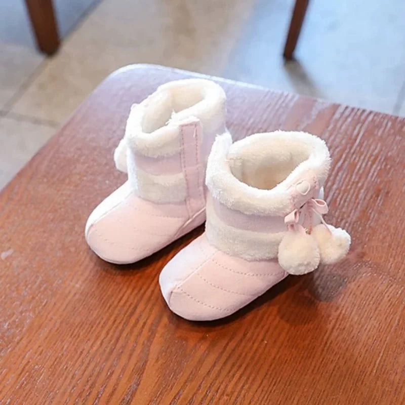Baby Shoes With Soft Soles For Warmth 0-12 Months Old Baby Cotton Winter Socks and Shoes With Fleece Before Learning To Walk