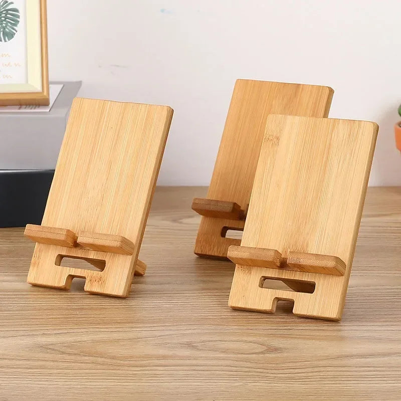 VIKEFON Desktop Bamboo Phone Holder Practical Wooden Smartphone Charging Stand Creative Lazy Multi-functional Stand