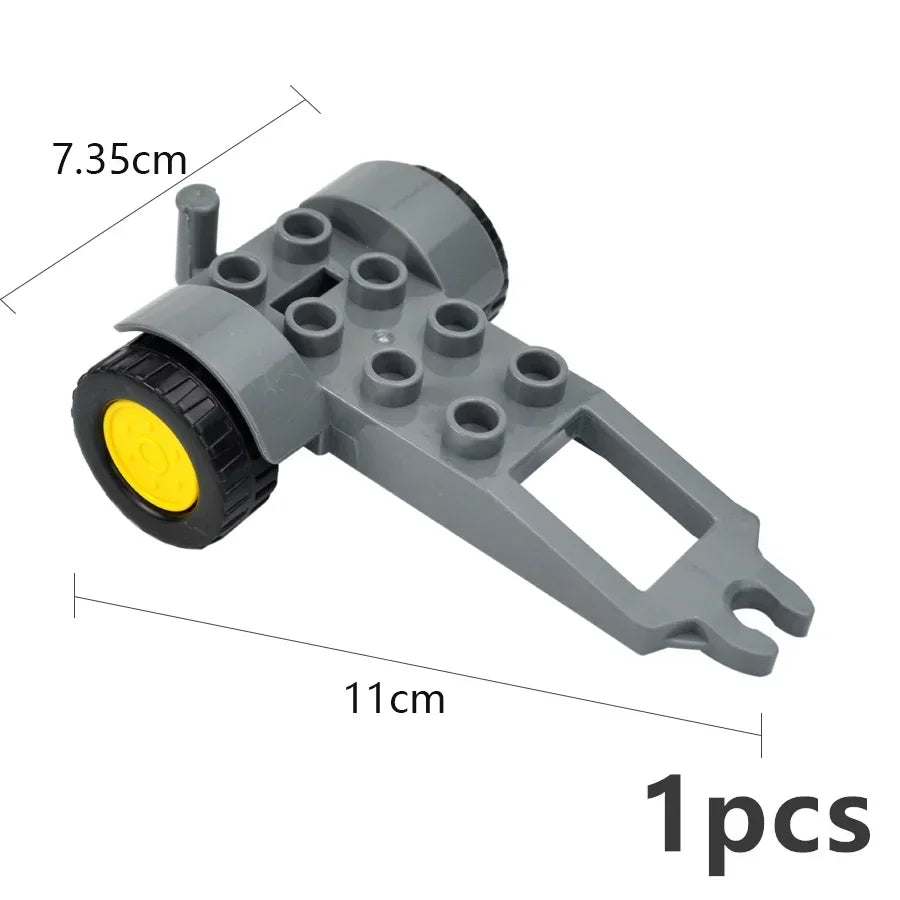 Big Size Track Bricks Train Straight Curved Switch Railway City View  Large Building Bricks Wheel Bridge Toys Compatible Duploes