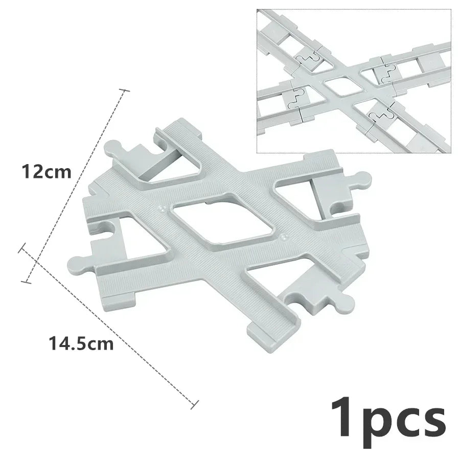 Big Size Track Bricks Train Straight Curved Switch Railway City View  Large Building Bricks Wheel Bridge Toys Compatible Duploes
