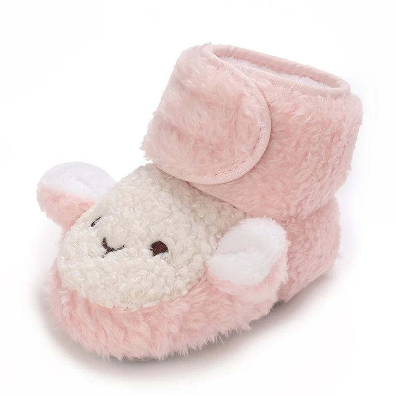 Cute Bear Baby Shoes Cartoon Soft Soled Snow Boots for Infant Boy Girl Autumn Winter Warm Thicken Plush Kids First Walkers 0-18M