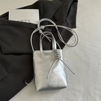 Korean Women Bag Silver Mini Small Square Bag Texture Vogue Versatile Shoulder Purses Crossbody Bag Lady Handbags