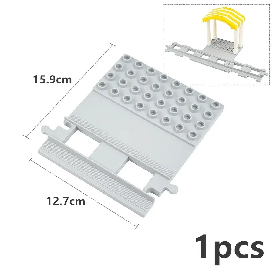 City View Large Building Bricks Wheel Bridge Big Size Track Bricks Train Straight Curved Switch Railway Compatible Duploes Toys