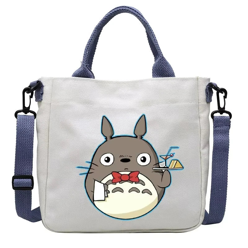 Cartoon Totoro Canvas Women Bag Boys Girl Simple Light Handbag Tote Bags Cute Cartoon Anime Crossbody Shoulder Packet Gift