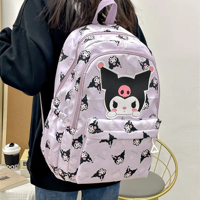 Sanrio Start Of School Season Backpack Anime Kuromi Cinnamoroll Student Bag Large Capacity Women Bag For Children Girls Gift ﻿