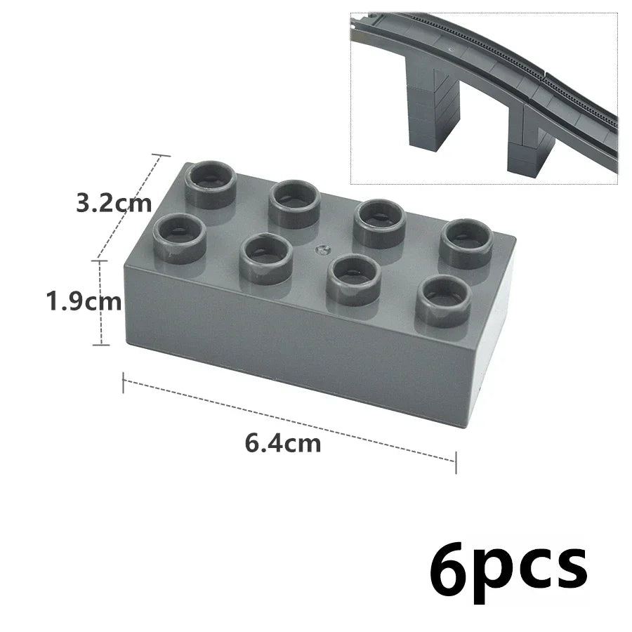 City View Large Building Bricks Wheel Bridge Big Size Track Bricks Train Straight Curved Switch Railway Compatible Duploes Toys