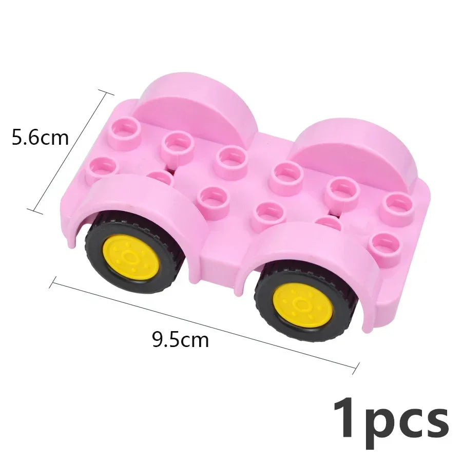City View Large Building Bricks Wheel Bridge Big Size Track Bricks Train Straight Curved Switch Railway Compatible Duploes Toys