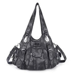 Angelkiss Women Bag Large Handbags Satchel Top-handle PU Shoulder Bag Vintage Dumpling Pack Multi-pockets Shoulder Bags Purse